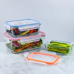 KSP Clip It Glass Storage Container Rect. - Set of 6