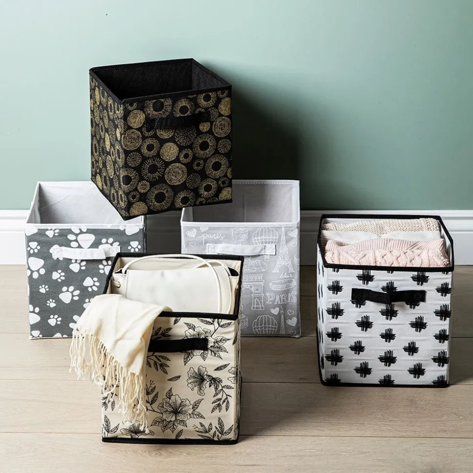 KSP Collapsible 'Circles' Non-Woven Storage Bin (Gold) 10x10x11"