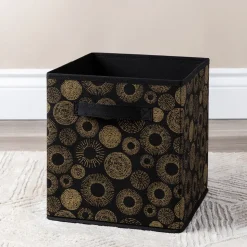 KSP Collapsible 'Circles' Non-Woven Storage Bin (Gold) 10x10x11