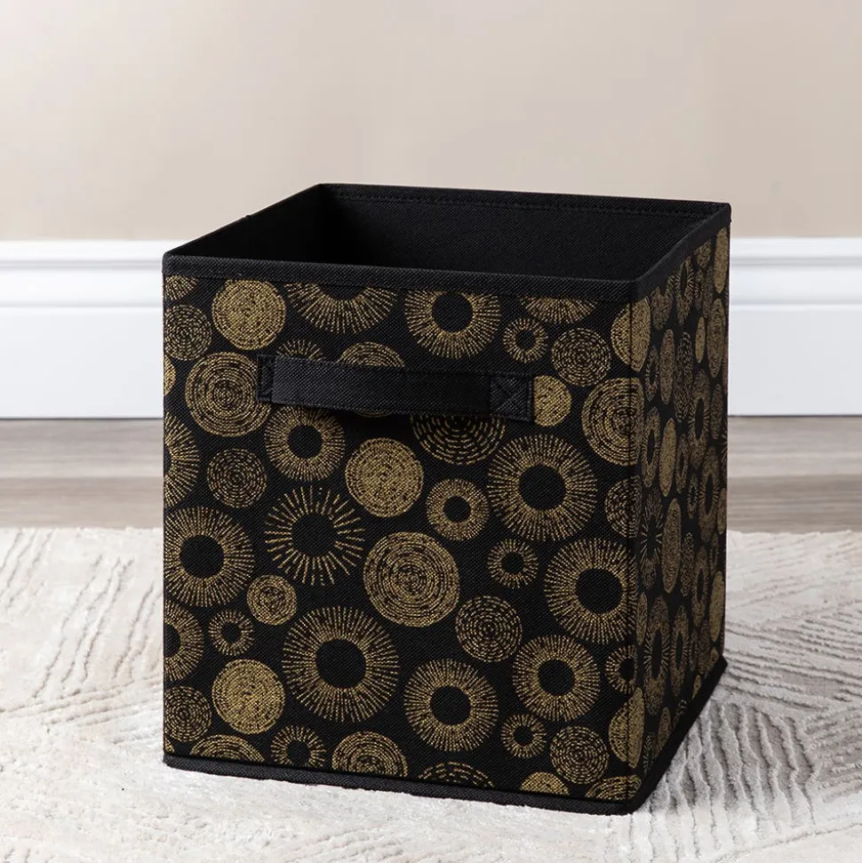 KSP Collapsible 'Circles' Non-Woven Storage Bin (Gold) 10x10x11"