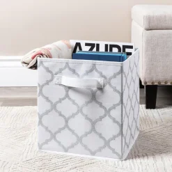 KSP Collapsible 'Ogee' Non-Woven Storage Bin (Silver) 10x10x11