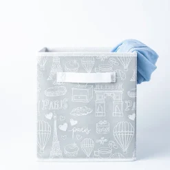 KSP Collapsible 'Paris' Non-Woven Storage Bin (Grey) 10x10x11"