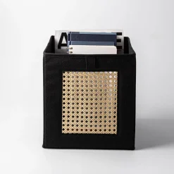 KSP Collapsible 'Wicker' Non-Woven Storage Bin (Black)