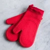 KSP Colour Splash Lined Silicone Oven Mitt - Set of 2 (Red)