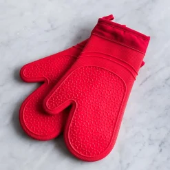 KSP Colour Splash Lined Silicone Oven Mitt - Set of 2 (Red)