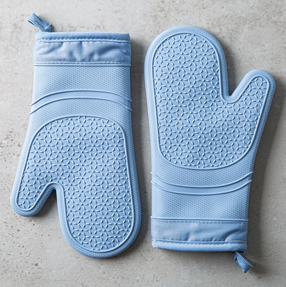 KSP Colour Splash Lined Silicone Oven Mitt - Set of 2 (Slate)