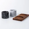 KSP Combo Salt Pepper Pinch Pots with Acacia Tray - Set of 3