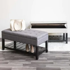 KSP Conrad Upholstered Storage Bench (Grey)