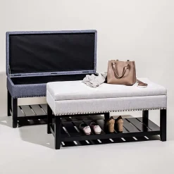 KSP Conrad Upholstered Storage Bench (Grey)