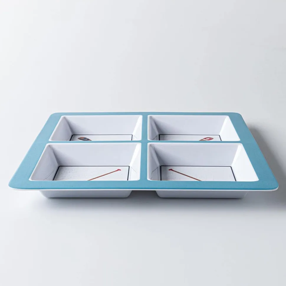 KSP Cottage Melamine 4-Section Serve Tray 13.5" sq.