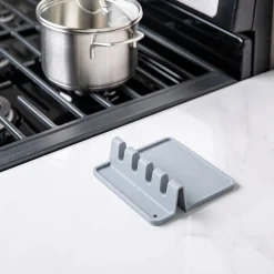 KSP Countersmart 'W/Drip Pad' Silicone Utensil-Spoon Rest (Grey)
