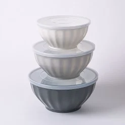 KSP Croft Mixing Bowls with Lids - Set of 6 (Grey)