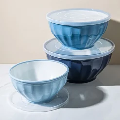 KSP Croft Mixing Bowls with Lids - Set of 6 (Blue)