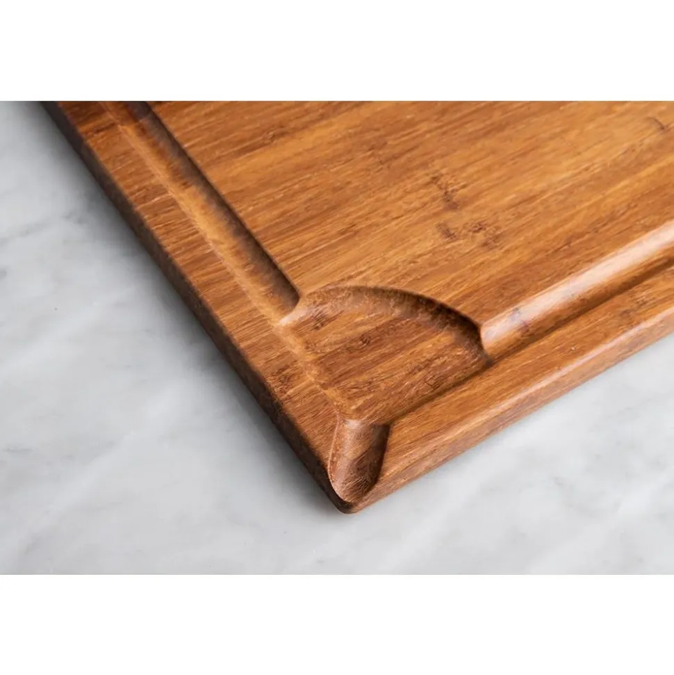 KSP Crushed 'Groove' Bamboo Cutting Board 2 Sided (Dark Brown)