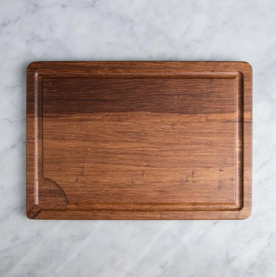 KSP Crushed 'Groove' Bamboo Cutting Board 2 Sided (Dark Brown)
