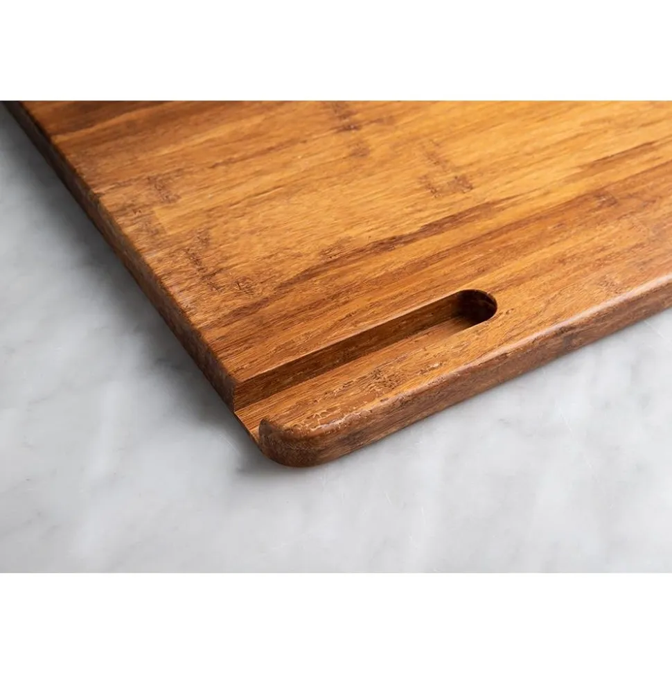 KSP Crushed 'Groove' Bamboo Cutting Board 2 Sided (Dark Brown)
