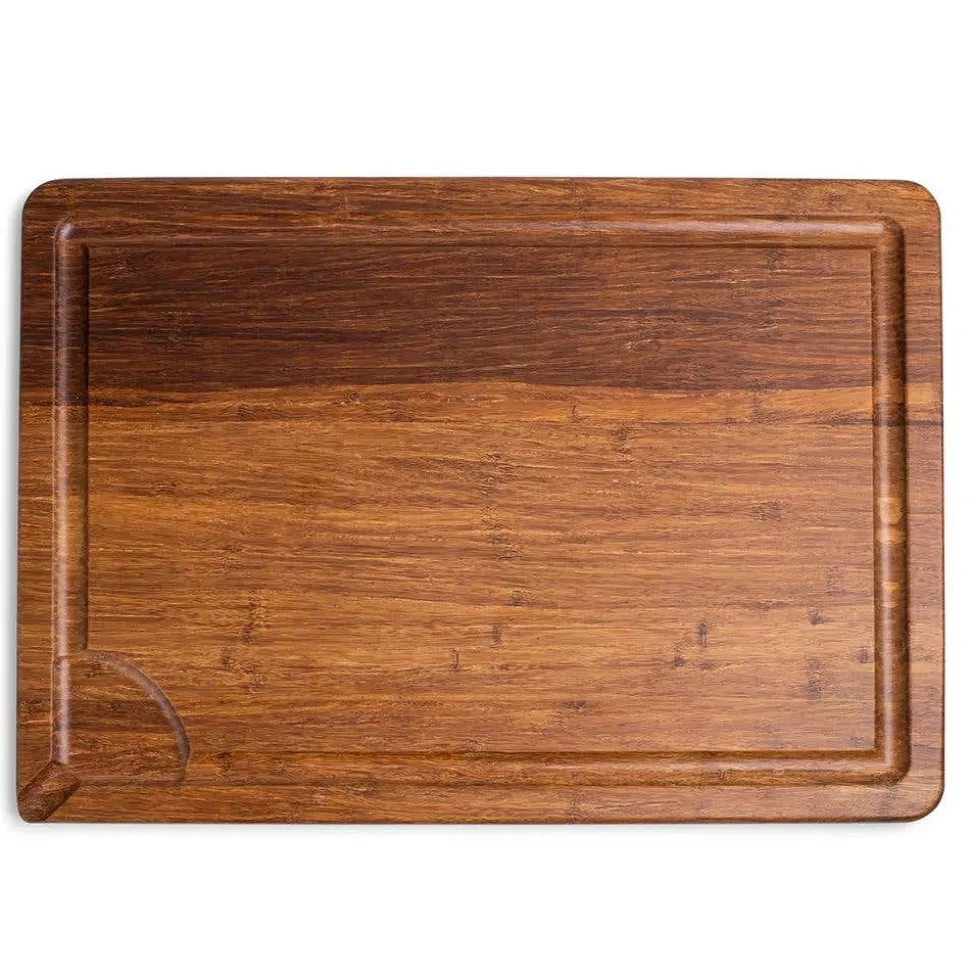 KSP Crushed 'Groove' Bamboo Cutting Board 2 Sided (Dark Brown)
