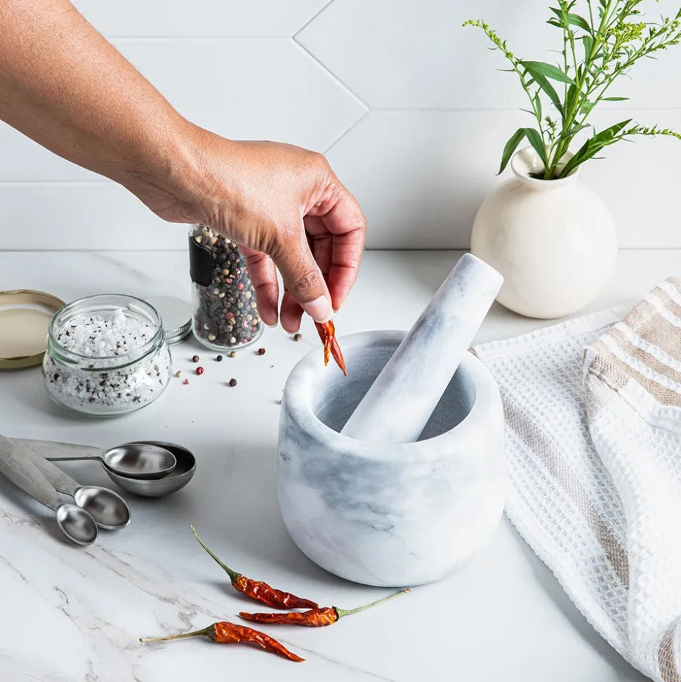 KSP Crush 'Marble' Mortar and Pestle - Large (White)