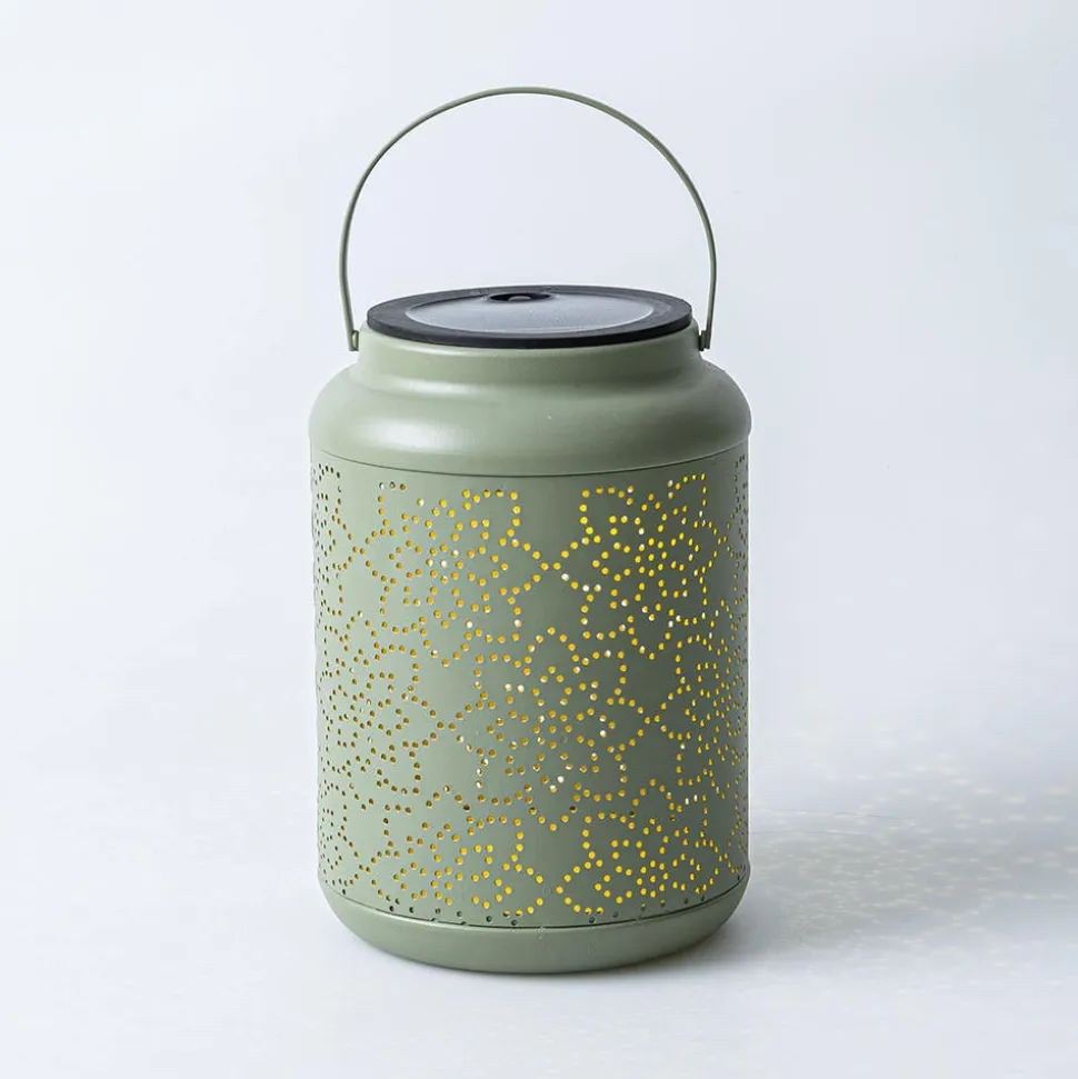 KSP Daisy 'Floral' Solar LED Metal Lantern (Sage) 12 x 12 x 16.5 cm
