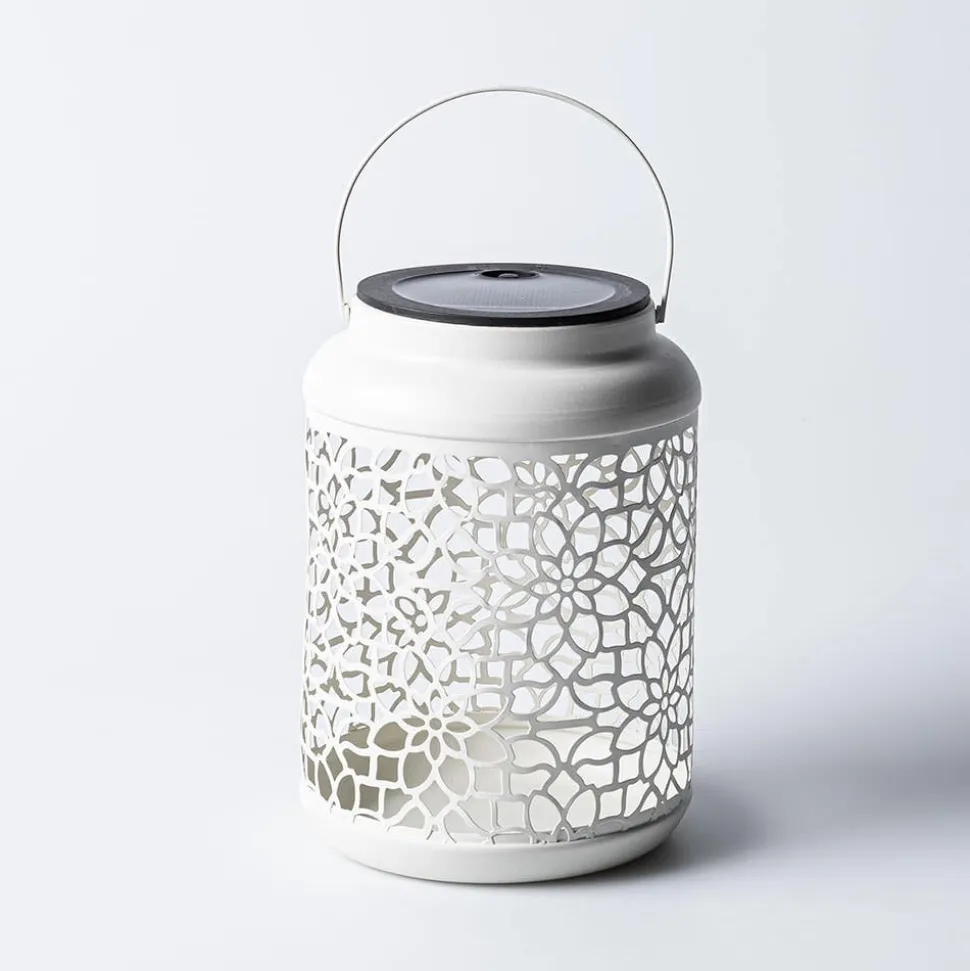 KSP Daisy 'Lotus' Solar LED Metal Lantern (White) 12 x 12 x 16.5 cm