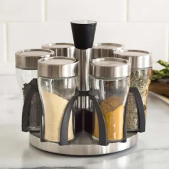 KSP Dash '6-Bottle' Revolving Spice Rack (St/St - Clear)