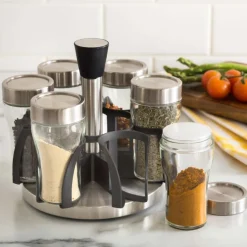 KSP Dash '6-Bottle' Revolving Spice Rack (St/St - Clear)