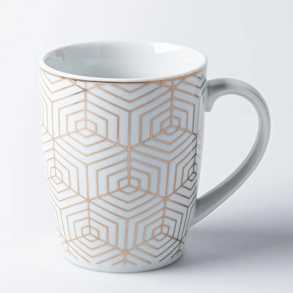 KSP Decal 'Geometric' Porcelain Mug - Set of 4 (Multicolour)