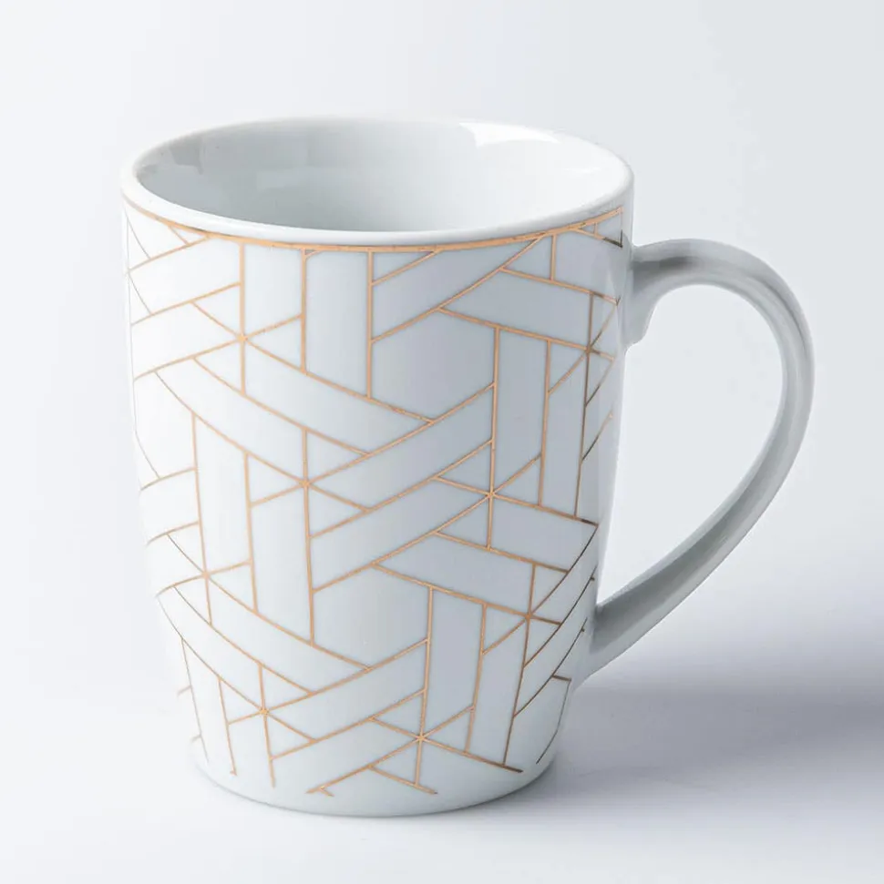 KSP Decal 'Geometric' Porcelain Mug - Set of 4 (Multicolour)
