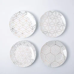 KSP Decal 'Geometric' Porcelain Side Plate - Set of 4