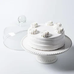 KSP Dessert Cake Plate with Glass Lid (White)