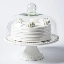 KSP Dessert Cake Plate with Glass Lid (White)
