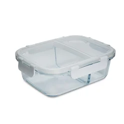 KSP Divided Glass 1L Storage Container (Clear/White)