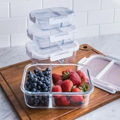 KSP Divided Glass 1.5L Storage Container (Clear/White)