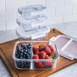 KSP Divided Glass 600ml Storage Container (Clear/White)