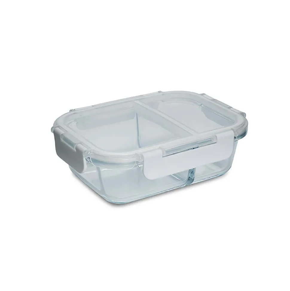 KSP Divided Glass 600ml Storage Container (Clear/White)