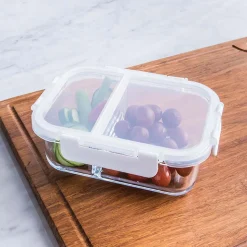 KSP Divided Glass 860ml Storage Container (Clear/White)