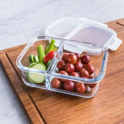 KSP Divided Glass 860ml Storage Container (Clear/White)