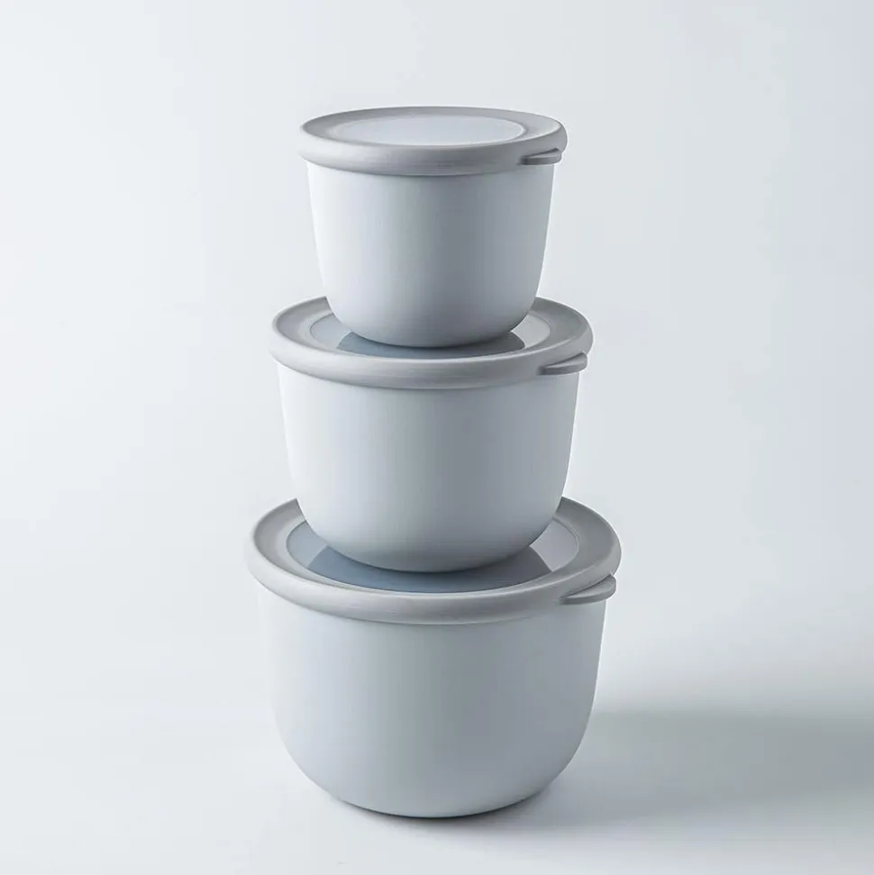 KSP Domo 'Round' Food Prep Container with Lid - Set of 3 (Grey)