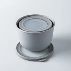 KSP Domo 'Round' Food Prep Container with Lid - Set of 3 (Grey)