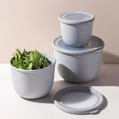 KSP Domo 'Round' Food Prep Container with Lid - Set of 3 (Grey)