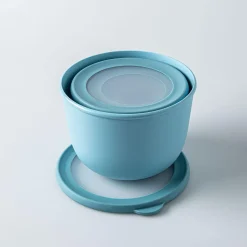 KSP Domo 'Round' Food Prep Container with Lid - Set of 3 (Blue)