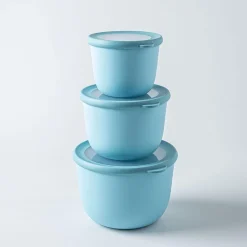 KSP Domo 'Round' Food Prep Container with Lid - Set of 3 (Blue)