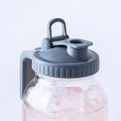 KSP Easypour 'Wide Mouth' Glass Mason Jar Pitcher (Clear/Grey)