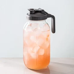 KSP Easypour 'Wide Mouth' Glass Mason Jar Pitcher (Clear/Grey)