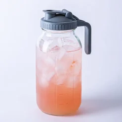 KSP Easypour 'Wide Mouth' Glass Mason Jar Pitcher (Clear/Grey)