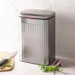KSP Elara Ribbed 'Fingerprint-Proof' Compost Bin with Hook (Brushed)