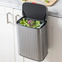 KSP Elara Ribbed 'Fingerprint-Proof' Compost Bin with Hook (Brushed)