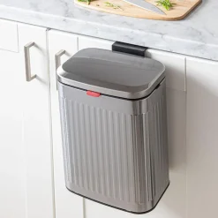 KSP Elara Ribbed 'Fingerprint-Proof' Compost Bin with Hook (Brushed)
