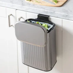 KSP Elara Ribbed 'Fingerprint-Proof' Compost Bin with Hook (Brushed)
