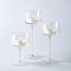 KSP Elise Stem Glass Pillar Candle Holder - Set of 3 (Clear)